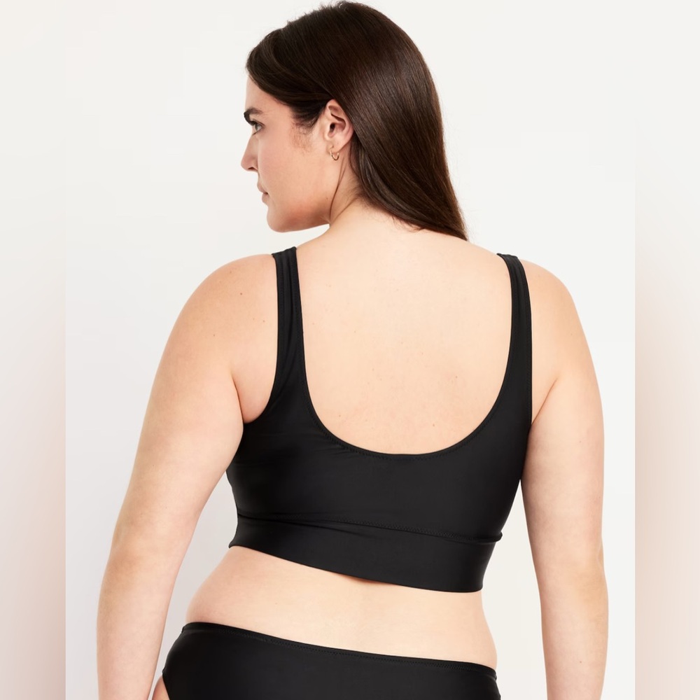 🆕 Old Navy Women’s Matte Longline Scoop Neck Swim Top Wide Strap Black L 12-14 - Picture 6 of 16